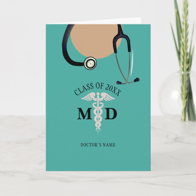Funny Doctors Graduate Coat Stethoscope Name Card (Front)