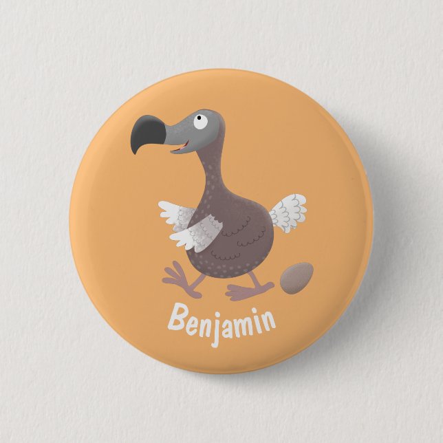 Funny dodo bird cartoon illustration 6 cm round badge (Front)