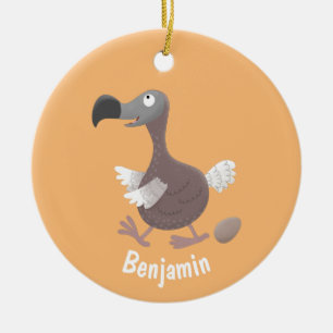 Funny dodo bird cartoon illustration ceramic tree decoration