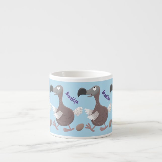 Funny dodo bird cartoon illustration espresso cup (Front)
