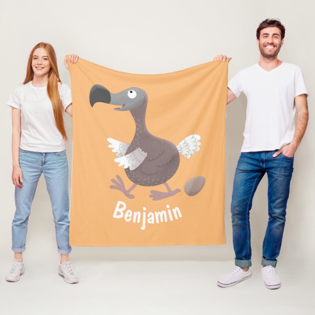 Funny dodo bird cartoon illustration fleece blanket (In Situ)