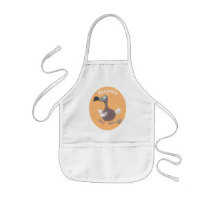 Funny dodo bird cartoon illustration kids apron