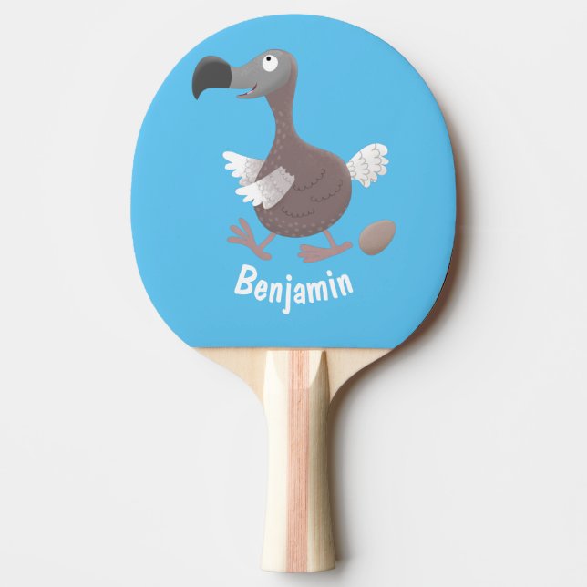 Funny dodo bird cartoon illustration ping pong paddle (Front)