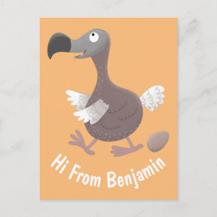 Funny dodo bird cartoon illustration postcard