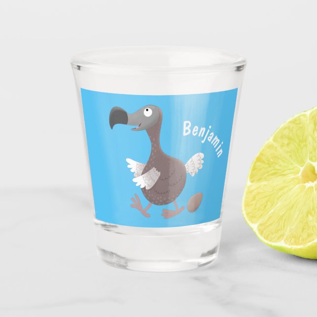 Funny dodo bird cartoon illustration  shot glass (Front)