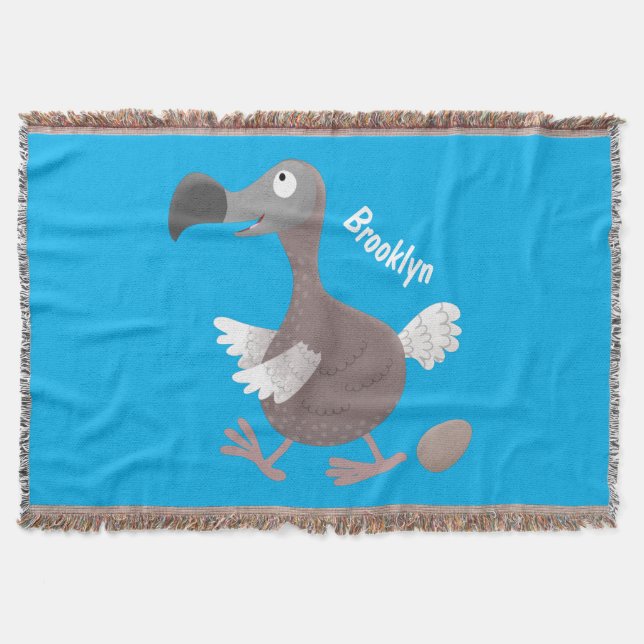 Funny dodo bird cartoon illustration throw blanket (Front)