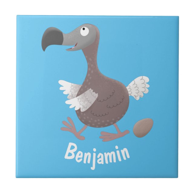 Funny dodo bird cartoon illustration tile (Front)