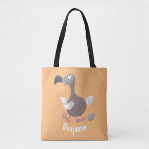 Funny dodo bird cartoon illustration tote bag