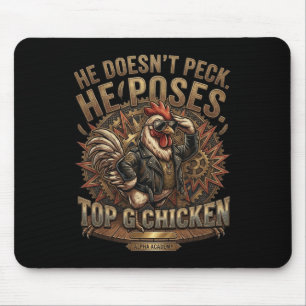 Funny Doesn’t Peck, He Poses Farm Humour Retro _1 Mouse Pad