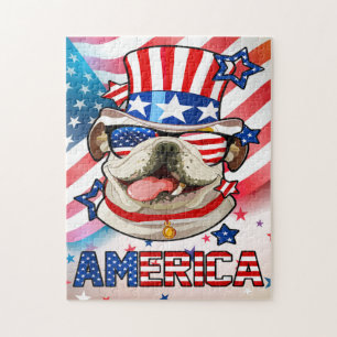 Funny Dog 4th of July Jigsaw Puzzle