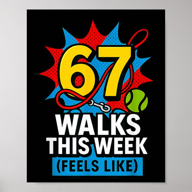 Funny Dog 6 7 Walks This Week Slang Meme Six Seven Poster (Front)