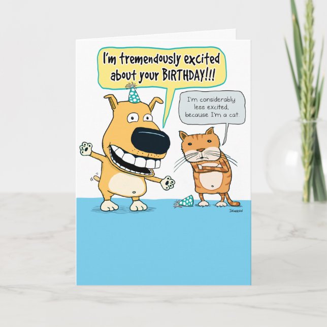 Funny Dog and Cat Birthday Card (Front)