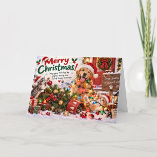 Funny Dog and Cat Christmas Card