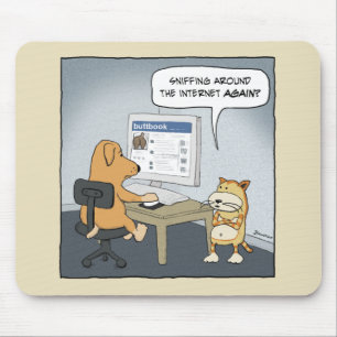 Funny dog and cat mousepad: Sniffing Around Mouse Pad