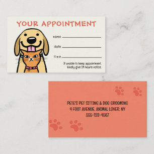 Funny Dog and Cat Pet Care Appointment Reminder Business Card