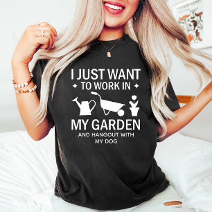 Funny Dog and Gardening Lover Black T-Shirt