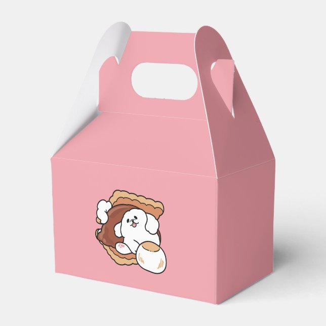 Funny Dog and S’more Design – Kawaii Pet Lover Pun Favour Box (Front Side)