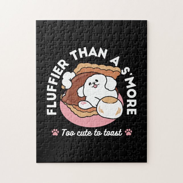 Funny Dog and S’more Design – Kawaii Pet Lover Pun Jigsaw Puzzle (Vertical)
