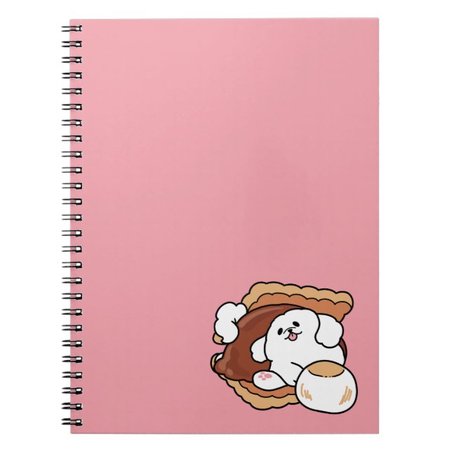Funny Dog and S’more Design – Kawaii Pet Lover Pun Notebook (Front)