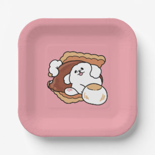 Funny Dog and S’more Design – Kawaii Pet Lover Pun Paper Plate