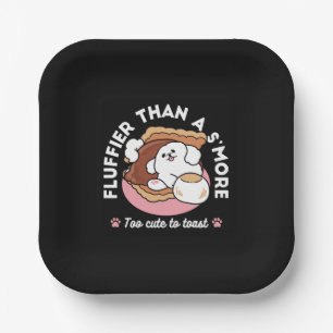 Funny Dog and S’more Design – Kawaii Pet Lover Pun Paper Plate
