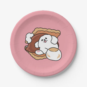 Funny Dog and S’more Design – Kawaii Pet Lover Pun Paper Plate