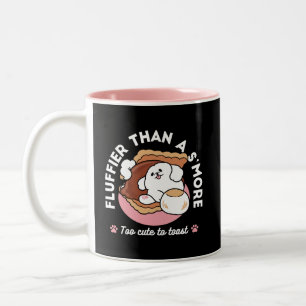 Funny Dog and S’more Design – Kawaii Pet Lover Pun Two-Tone Coffee Mug