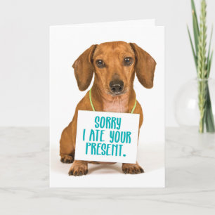 Funny Dog Ate Birthday Present Greeting Card