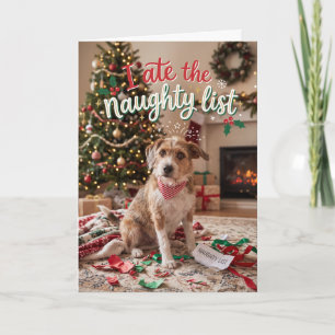 Funny Dog Ate The Naughty List Christmas Holiday Card