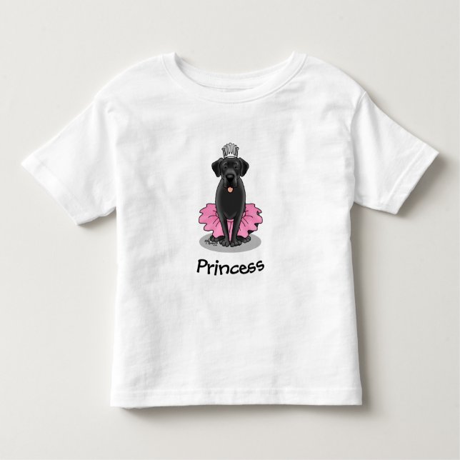Funny Dog Ballet Princess Black Lab Retriever Toddler T-Shirt (Front)