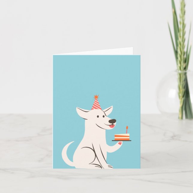 Funny dog birthday cake  card (Front)