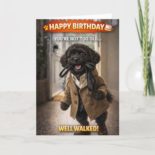 Funny Dog Birthday Card Well Walked Cockapoo (Front)