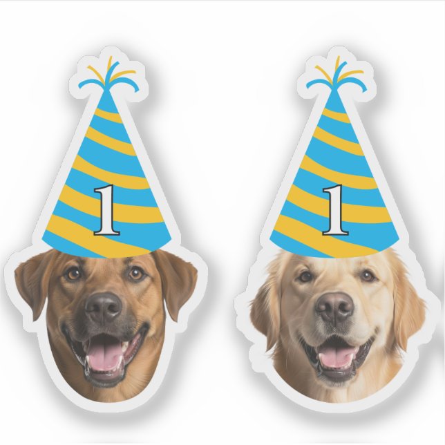 Funny Dog Birthday Sticker – Custom Face & Age (Front)