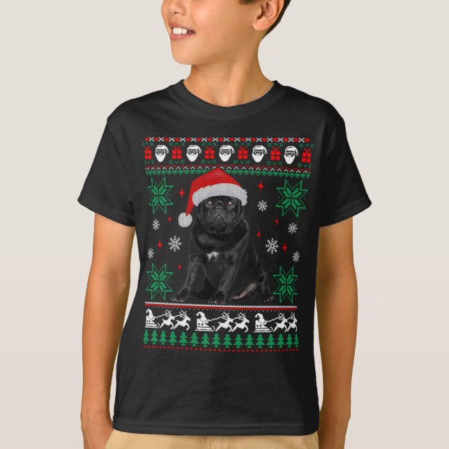 Funny Dog Black Pug Ugly Christmas Sweater (Front)