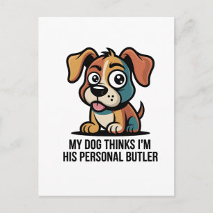 Funny Dog Butler Cartoon Quote Holiday Postcard