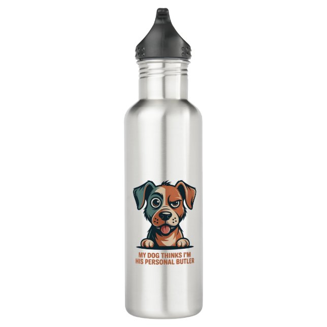 Funny Dog Butler Quote Illustration 710 Ml Water Bottle (Right)