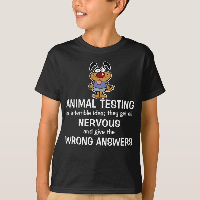 Funny Dog Cartoon Animal Testing T-Shirt (Front)
