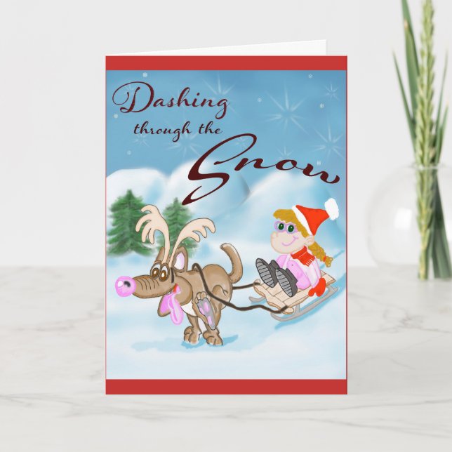 Funny Dog Cartoon Christmas Card (Front)