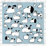 Funny Dog Cartoon Poster<br><div class="desc">Lots of cute and funny dogs in black and white on a teal background.  Original art by Nic Squirrell.</div>