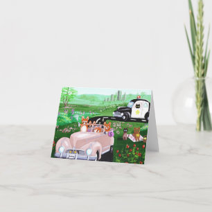 Funny Dog Cat Art Corgi Cop Police Car Creationart Card