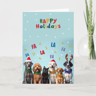 Funny Dog Cat Choir Happy Holidays Card