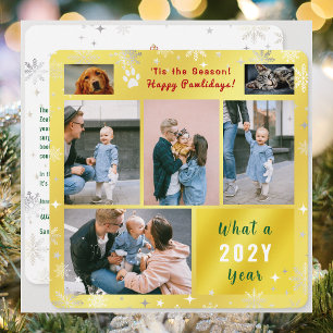 Funny Dog Cat Happy Pawlidays Photos Golden Holiday Card