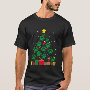 Funny Dog Cat Paws Christmas Tree Xmas Lights Pet T-Shirt