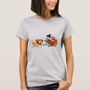Funny Dog Chasing Turkey Thanksgiving Dog Lover T-Shirt
