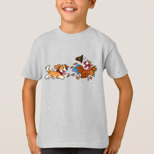 Funny Dog Chasing Turkey Thanksgiving Unisex T-Shirt