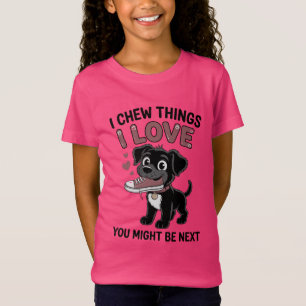 Funny Dog Chew Warning Graphic T-Shirt