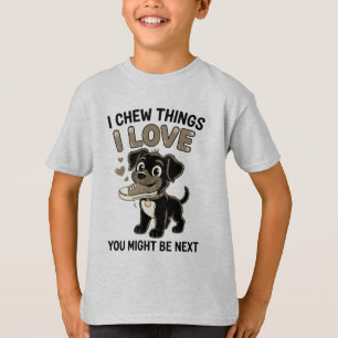 Funny Dog Chew Warning Graphic T-Shirt