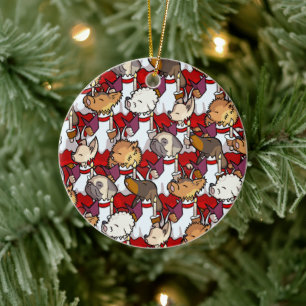 Funny Dog Choir Christmas Carol Singers Cartoon Ceramic Tree Decoration