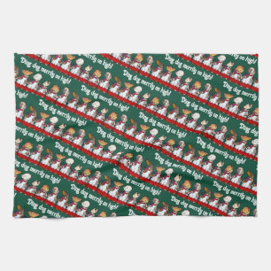 Funny Dog Choir Ding Dog Xmas Carol Pun Cartoon Tea Towel