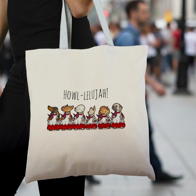 Funny Dog Choir Howllelujah Choirboys Pug Cartoon Tote Bag (Creator Uploaded)